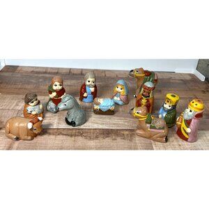 12-Piece Hand-Painted Pre-Cast Ceramic Nativity Set